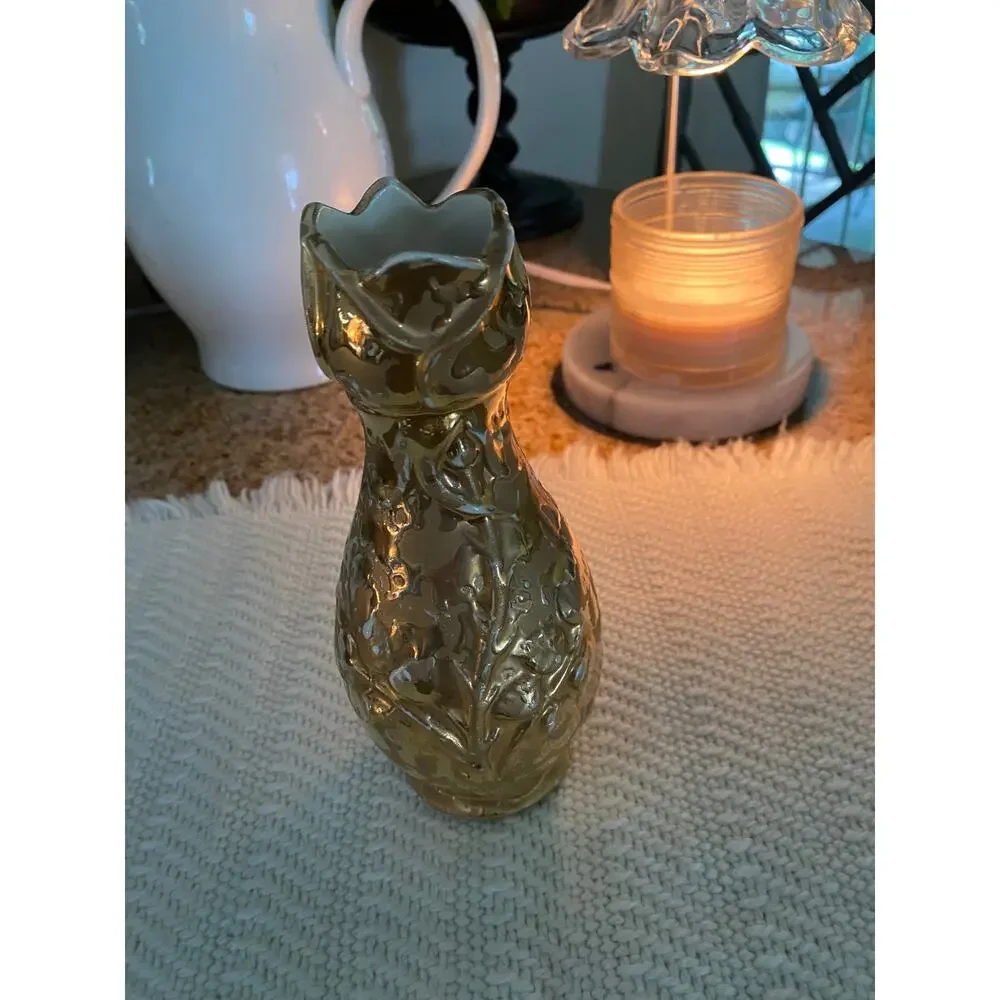 Vintage Weeping Gold VASE 24 Karat Gold Made in USA  mid-century 1950s